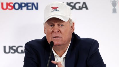 Johnny Miller talks to the media before the 2023 US Open