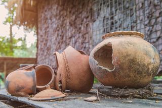 Broken terracotta pots