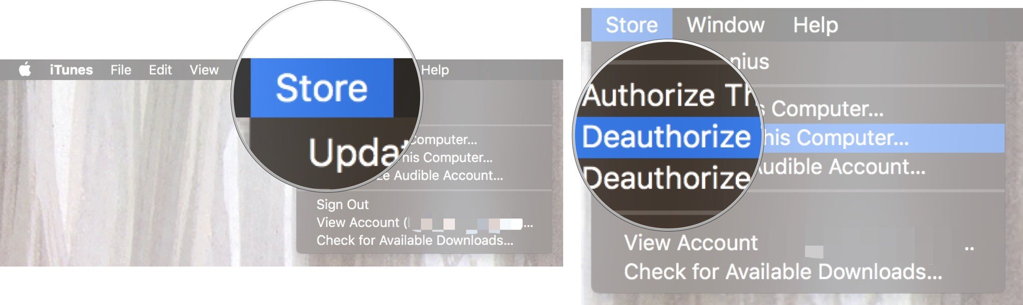 Selecting Deauthorize This Computer on Mac