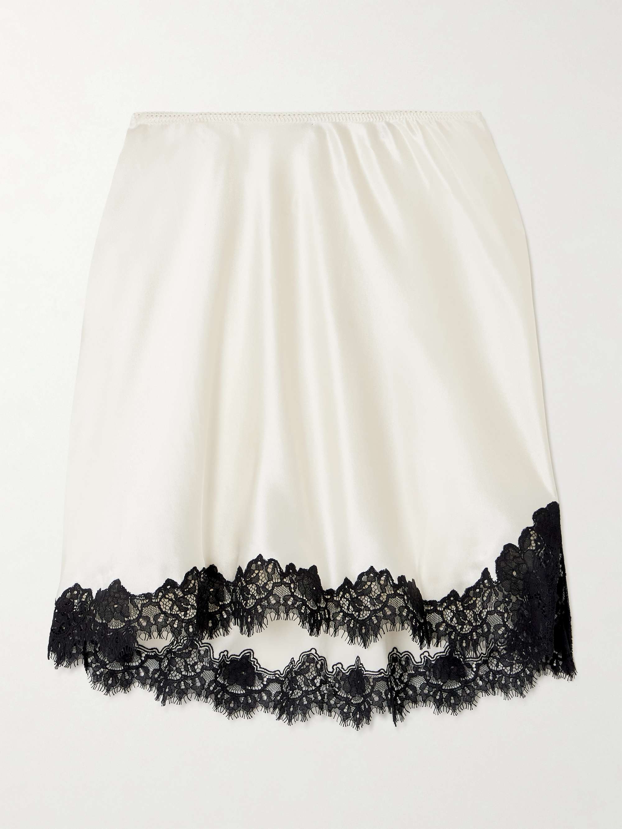 Giulietta Lace-Trimmed Silk-Charmeuse Mini Skirt