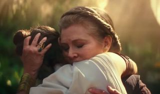 Star Wars: The Rise of Skywalker Leia tearfully embraces Rey