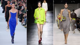 Three models wearing the fashion colour trends 2024
