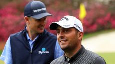 Justin Rose and Francesco Molinari in a practice round prior to the 2022 Masters