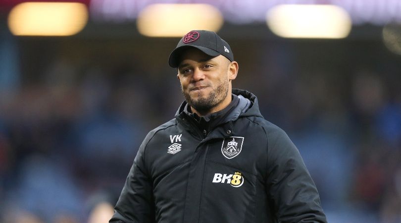 Burnley manager Vincent Kompany reacts after his side&#039;s Championship game against Preston North End in February 2023.