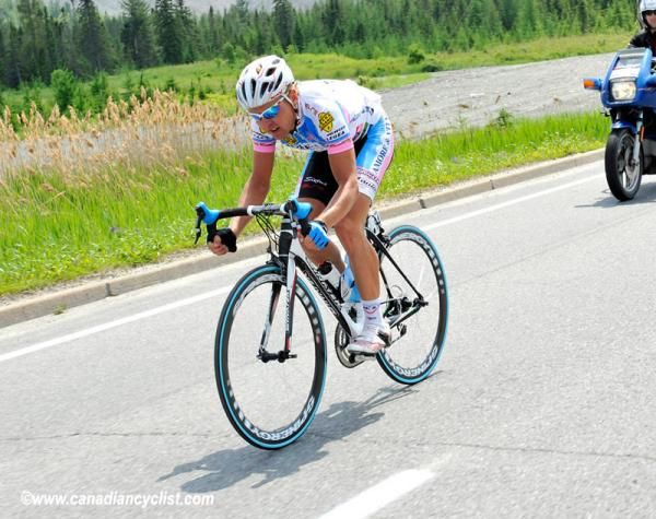 Philipp Mamos was the last of the break to get caught, 10K from the line