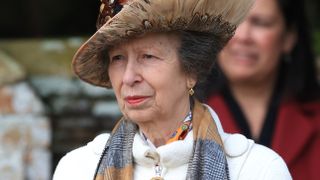 Princess Anne, Princess Royal attends the Christmas Morning Service at Sandringham Church on December 25, 2023