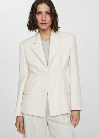 Textured Blazer With Pleat Detail