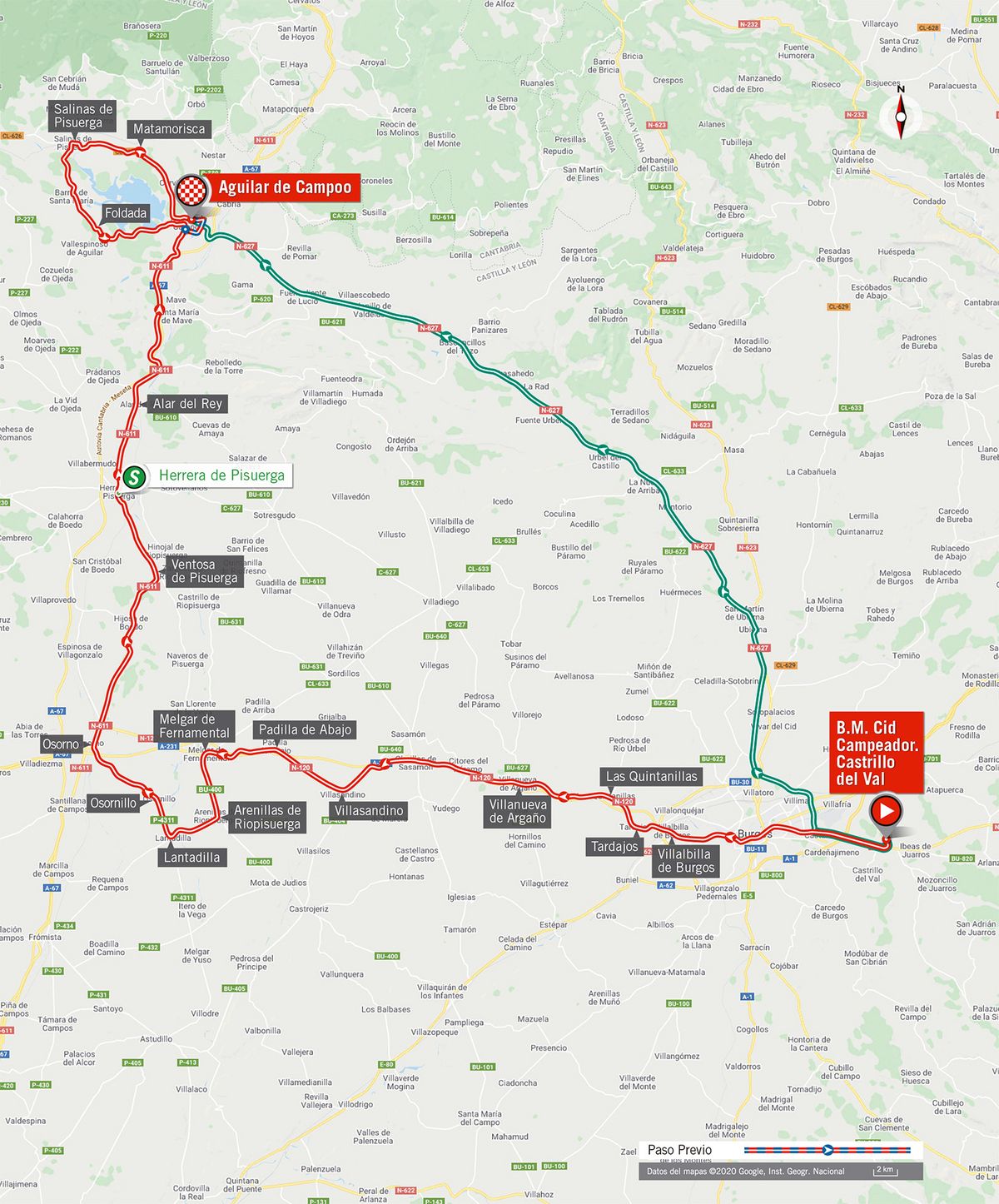 Stage 9 map 2020 Vuelta a Espana