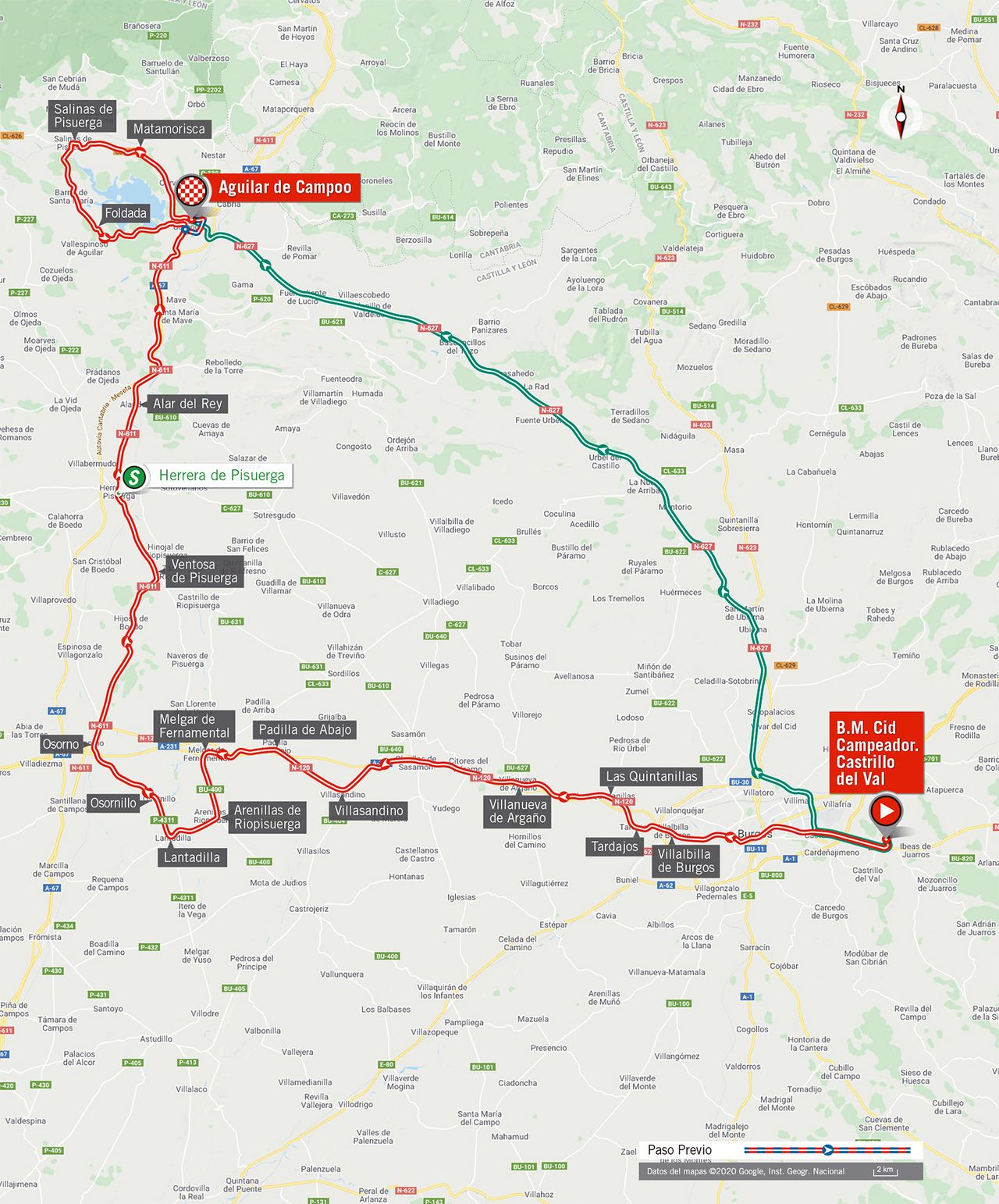 Stage 9 map 2020 Vuelta a Espana