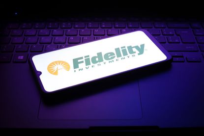 The Fidelity Investments logo displayed on a smartphone screen 