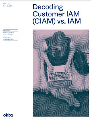 Whitepaper cover with image looking down at a lady sat on a couch with a laptop and bag
