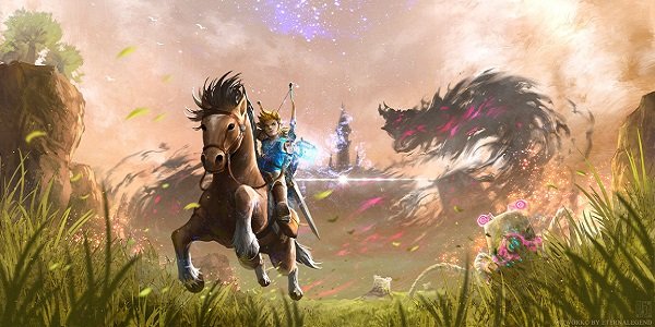Link rides around, chased by Calamity Gannon.