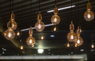 series of LED light bulbs on ceiling