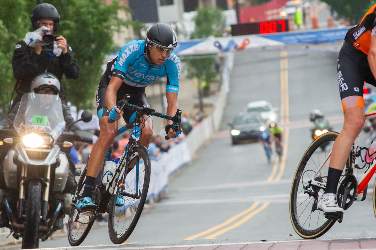 Riders get off the front during the road race at the Winston-Salem Cycling Classic