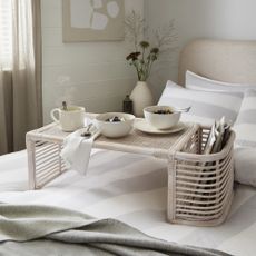 The White Company Whitewashed Rattan Breakfast in Bed Tray