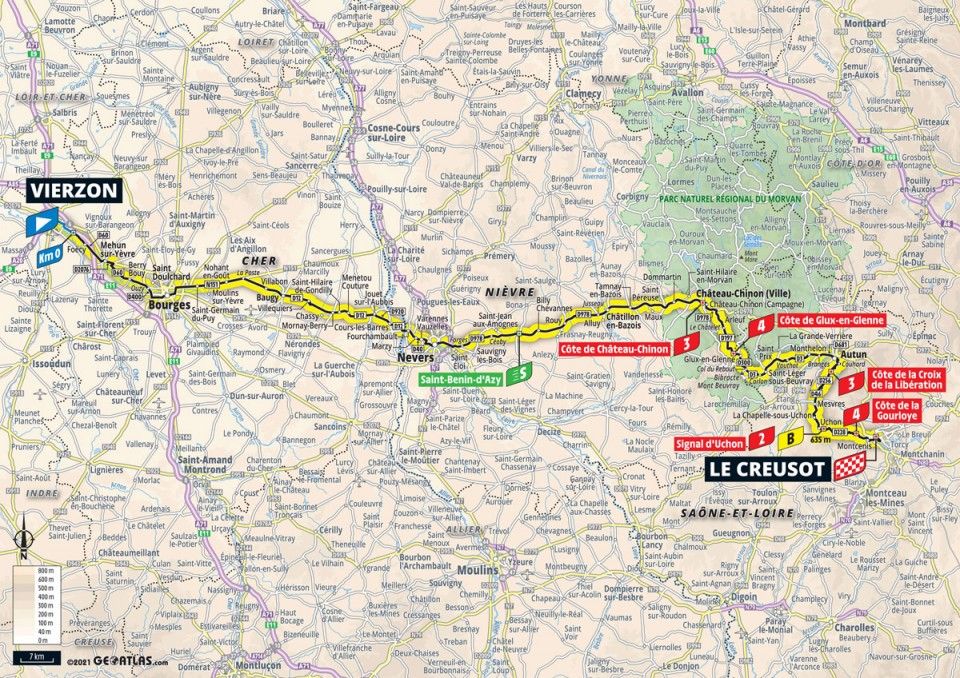 Stage 7 map 2021 Tour de France