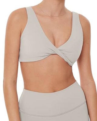 Pavoi Active Flexflow Collection | Women's Twist-Front Moisture-Wicking Reversible Padded Sports Bra | Low Support Yoga Bra | X-Large, Moonstruck