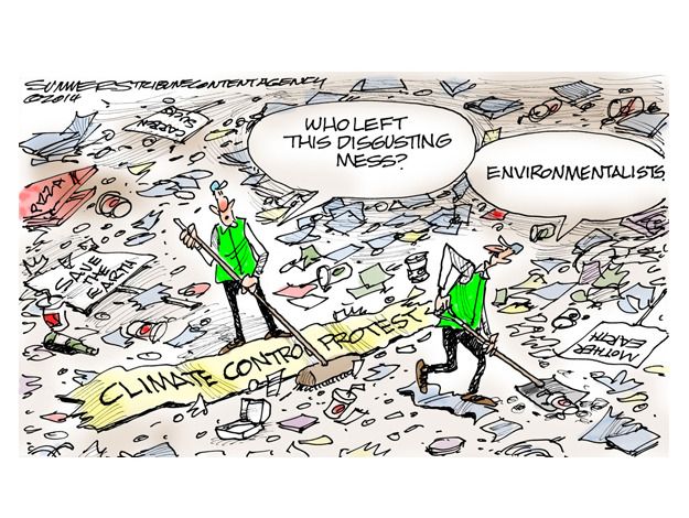 Editorial cartoon climate march NYC environment