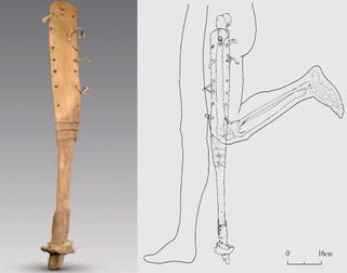 A 2,200-year-old prosthetic leg was discovered in a tomb in China and would've been worn by a man with a deformed knee.