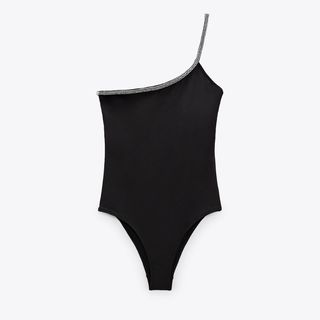 black one shoulder swimsuit