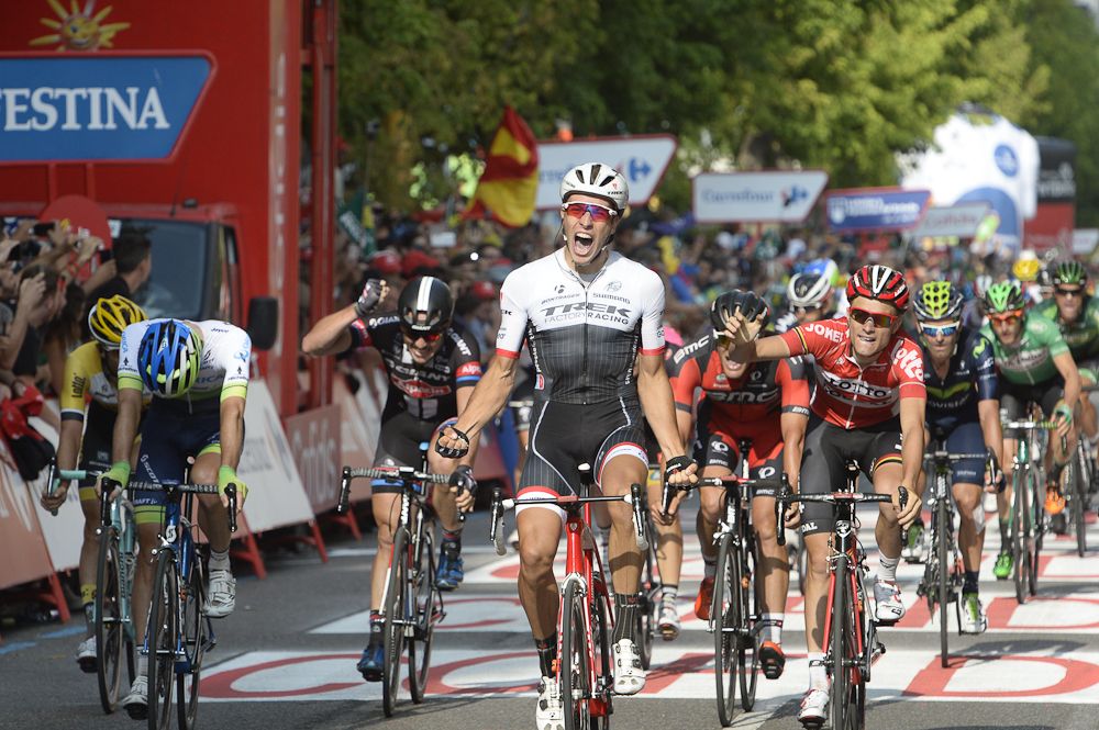 Danny van Poppel (Trek Factory Racing) wins stage 12 of the 2015 Vuelta a Espana.