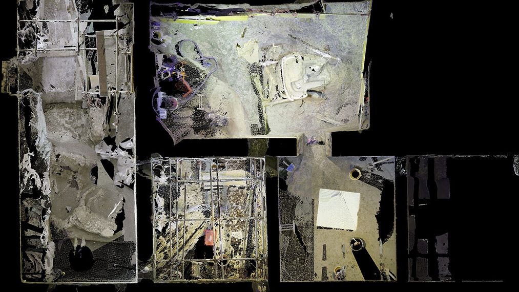 Archaeologists used laser scans to image the elements of the chariot and the wealthy villa of the walls at Pompeii where it was unearthed.