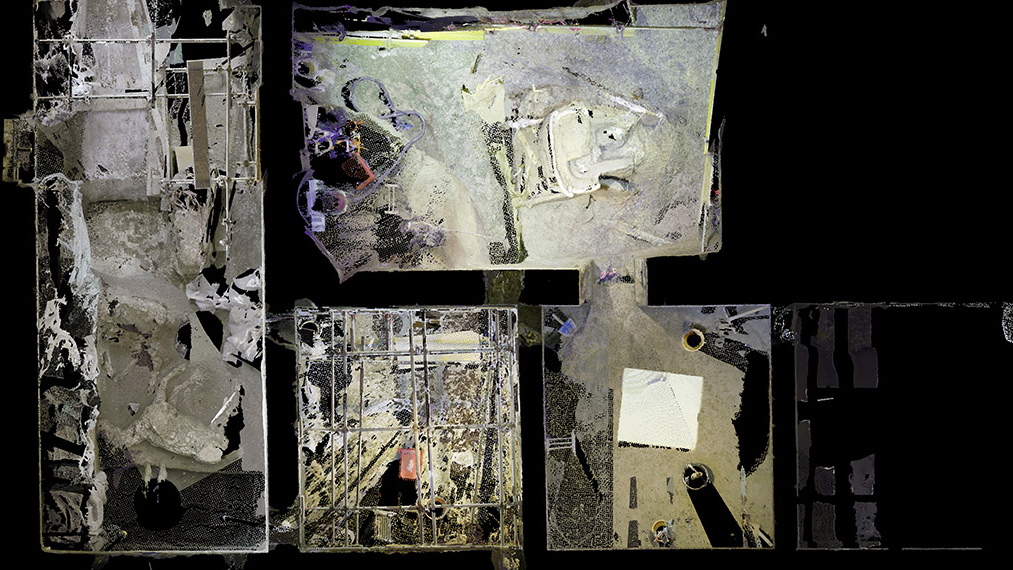 Archaeologists used laser scans to image the elements of the chariot and the wealthy villa of the walls at Pompeii where it was unearthed.