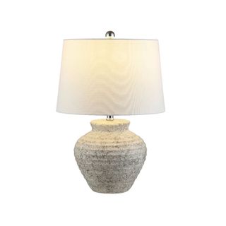 white table lamp with stone color ceramic base