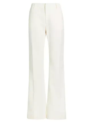 Cotton-Blend Twill Mid-Rise Flare Trousers