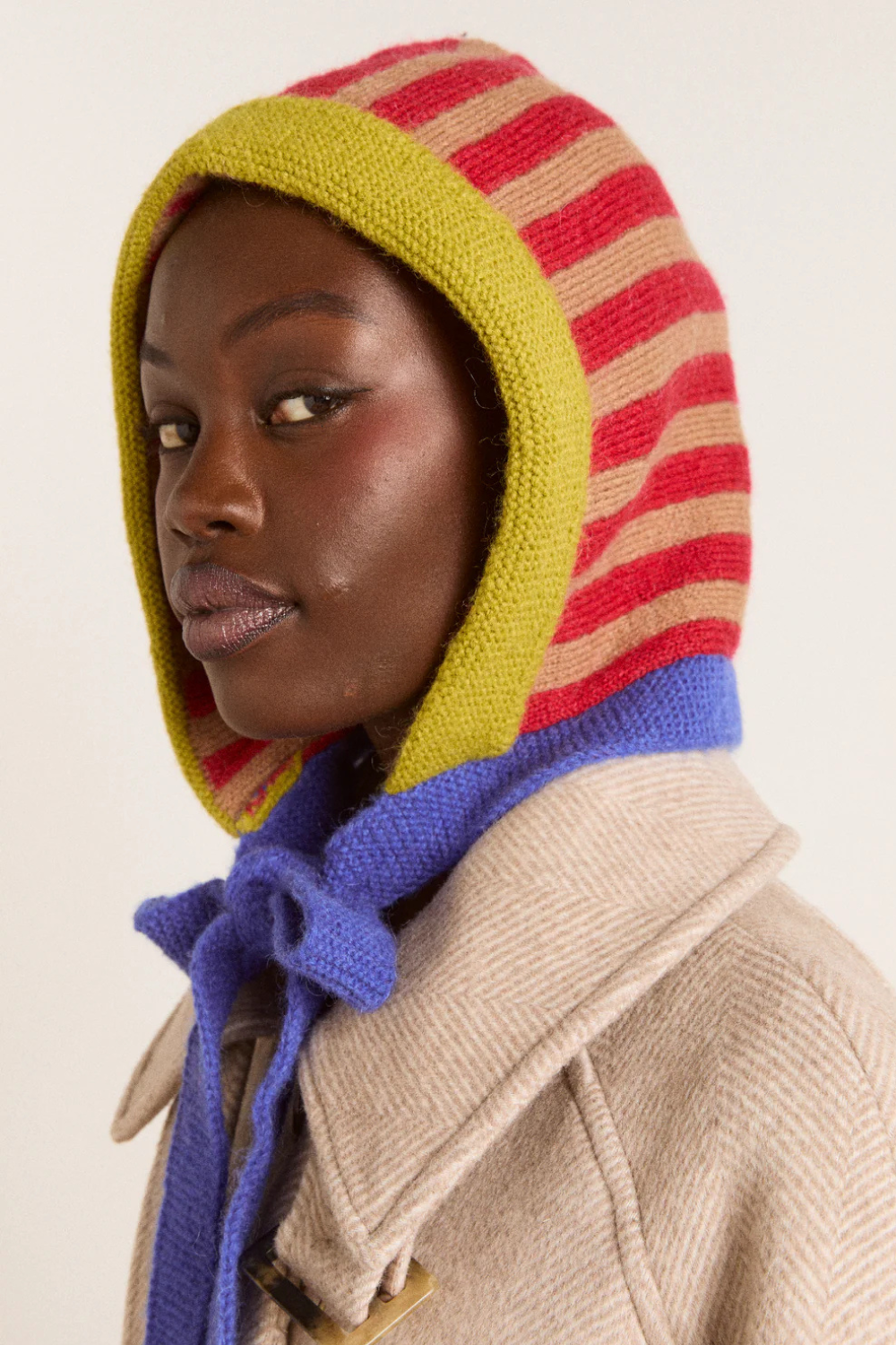 Colour Block Striped Bonnet