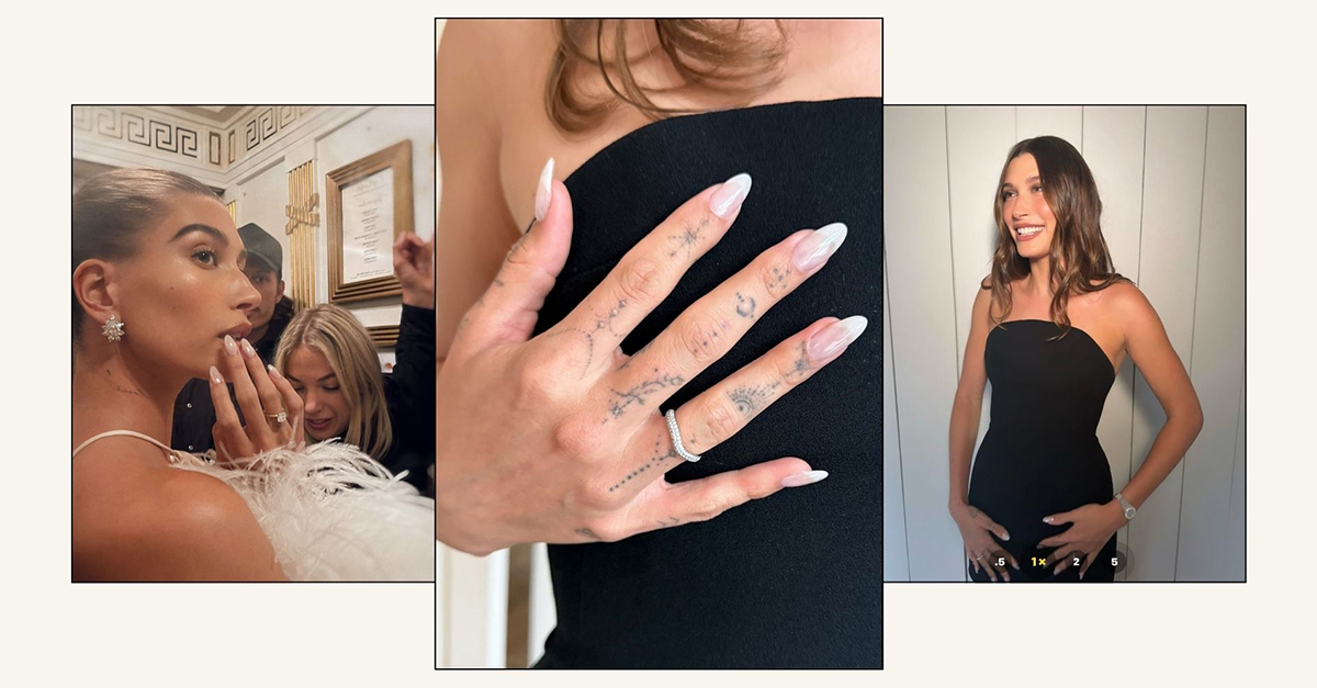 Hailey Bieber’s Funny Bunny Milky French Manicure Is So Chic