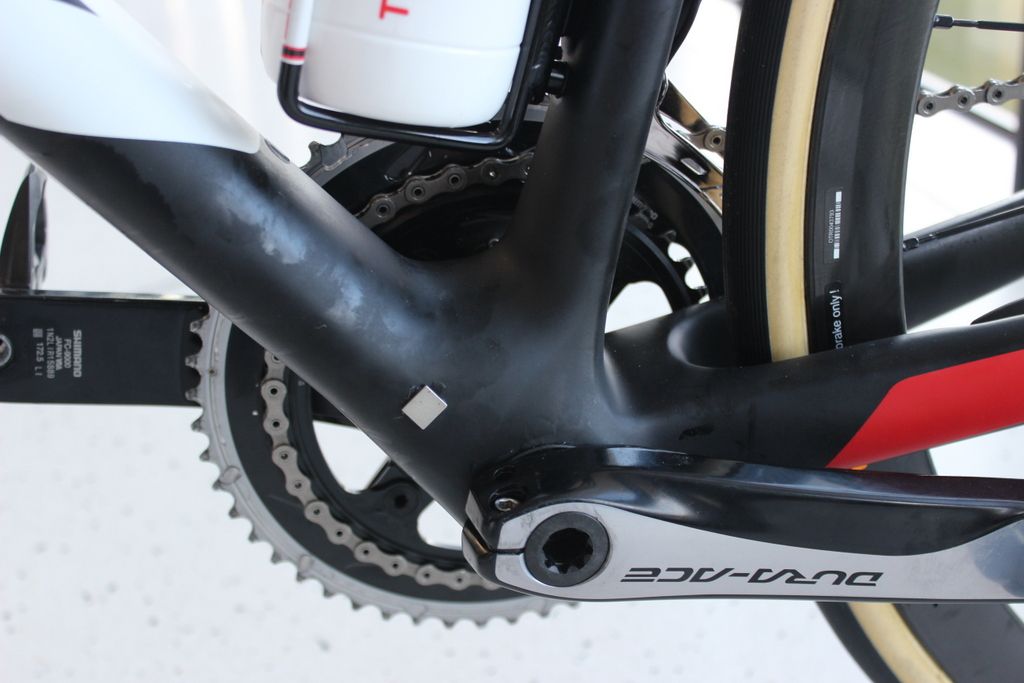 Pioneer power meters require magnets on both sides of the frame to get the company's signature 360-degree 'force vector' data, which shows where in the stroke - and in what direction - power is being applied