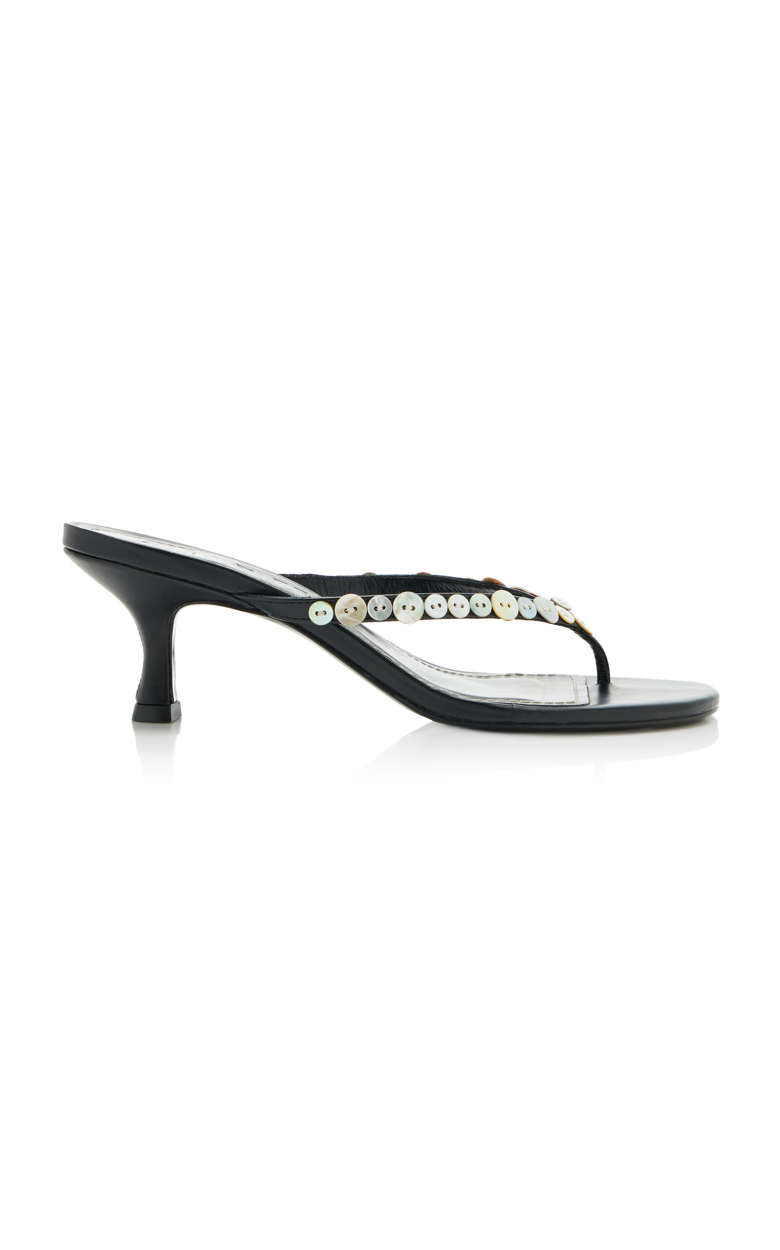 Freja Embellished Leather Thong Sandals