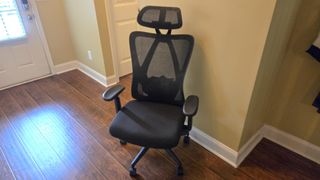 A overhead view of the FlexiSpot C5 office chair in black