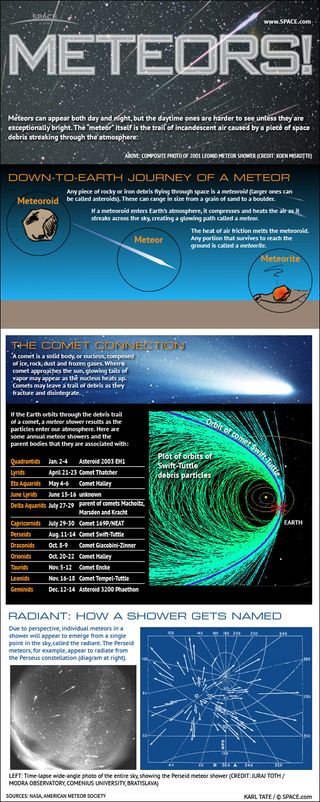 Learn why famous meteor showers like the Perseids and Leonids occur every year [See the Full Infographic Here].