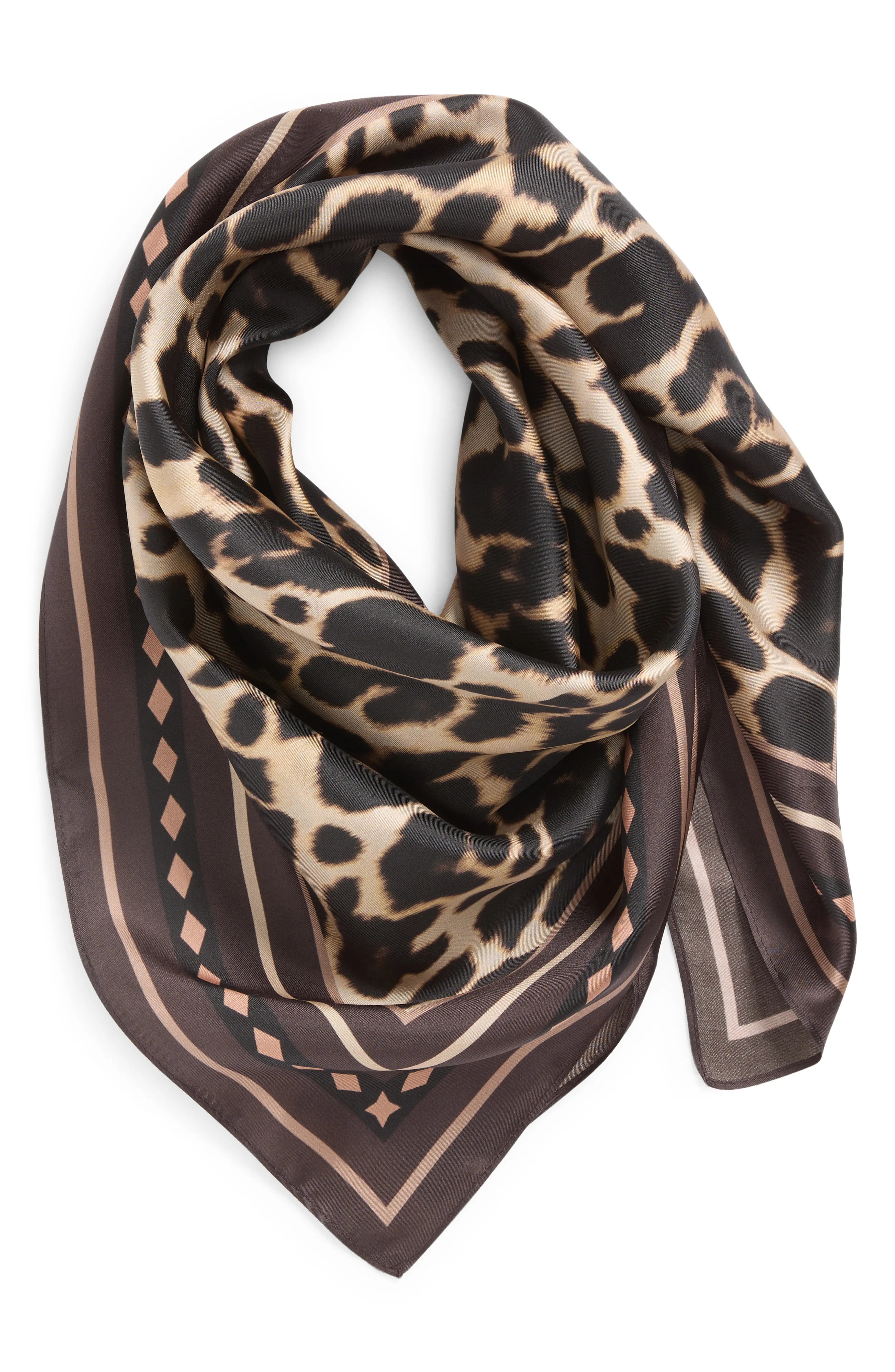 Nordstrom, Leopard Print Square Silk Scarf