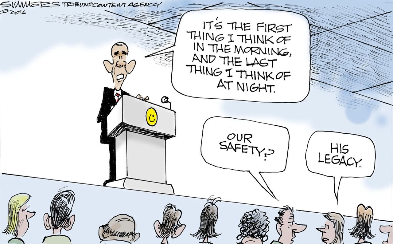 Political cartoon U.S. Barack Obama legacy