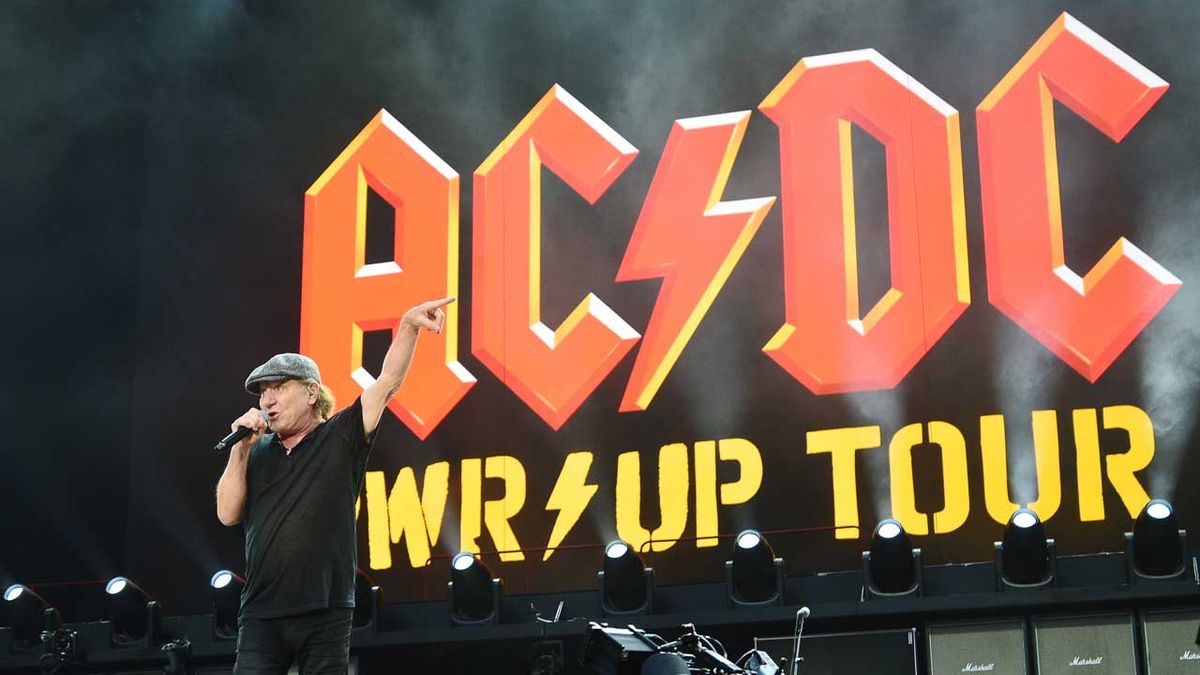 Brian Johnson onstage with AC/DC