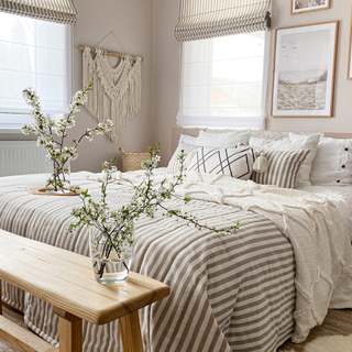 bedroom with white wall and bed