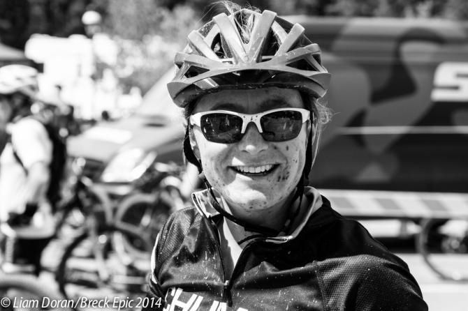 Breckenridge local, Kate Zander, finishes her first Breck Epic all smiles
