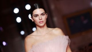 rome, italy october 24 kendall jenner walks the runway during the giambattista valli loves hm show on october 24, 2019 in rome, italy photo by vittorio zunino celottogetty images