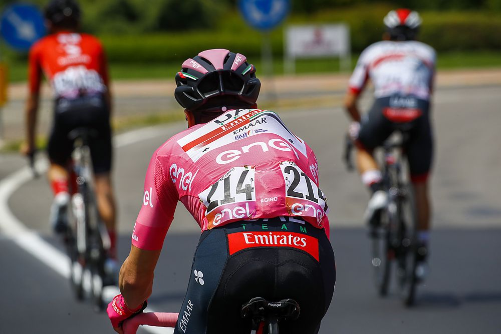 Overall leader Valerio Conti (UAE Team Emirates) during stage 11 at the Giro d'Italia