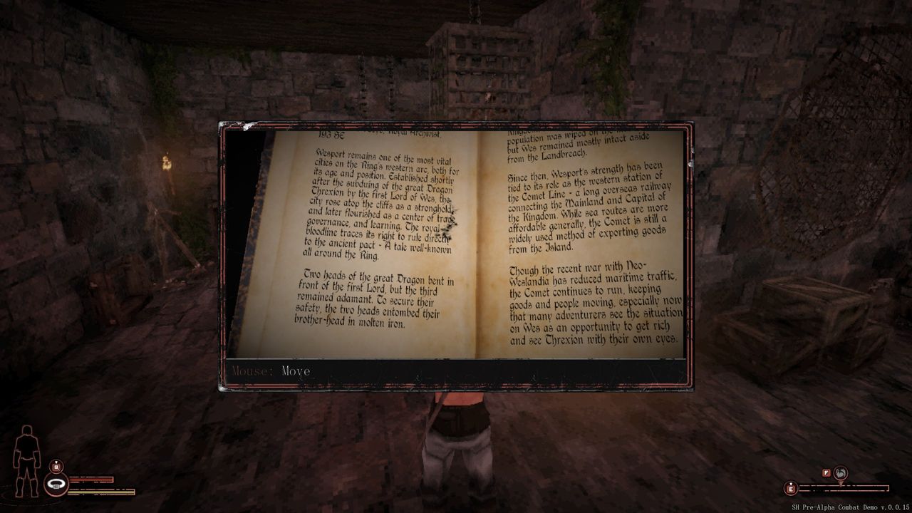 Sword Hero book examination screen.
