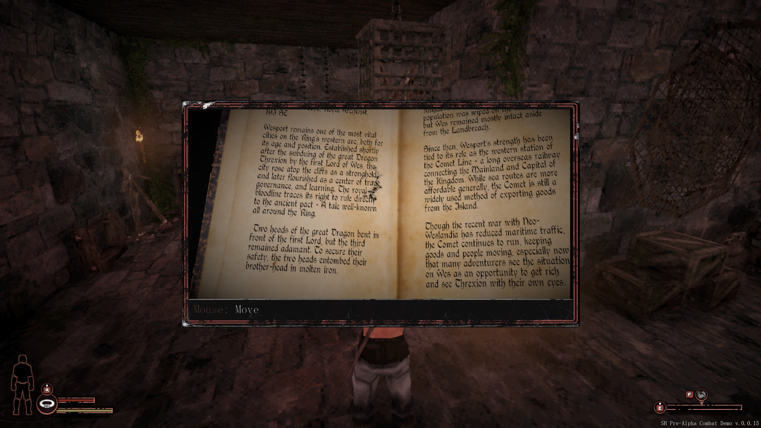 Sword Hero book examination screen.