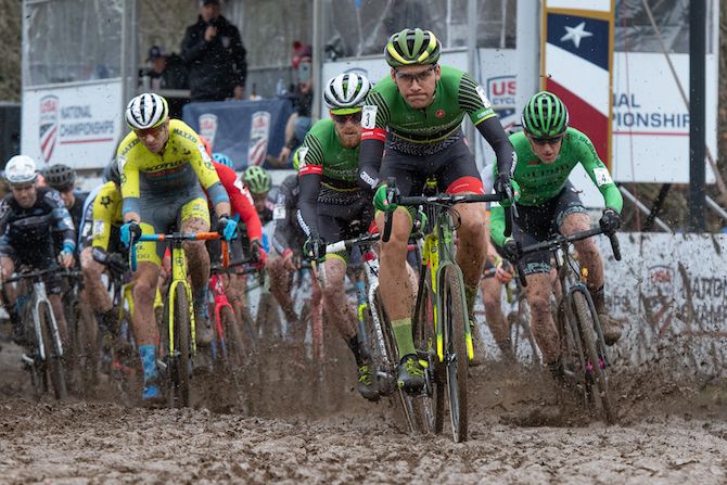 Curtis White was first away from the start line, closely followed by Stephen Hyde