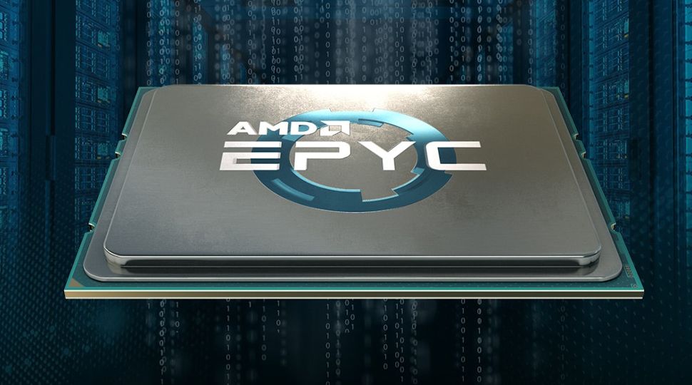 A promotional image of an AMD Epyc processor