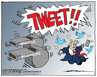 Political Cartoon U.S. Trump Twitter Whistleblower Impeachment Inquiry