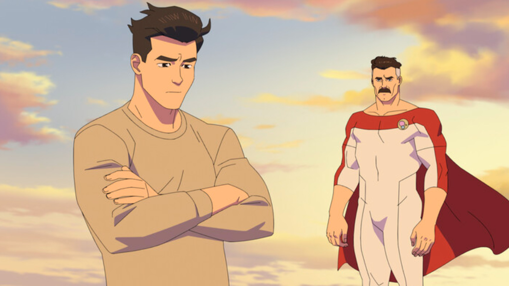 Mark Grayson (Steven Yeun) and Omni-Man (JK Simmons) in Invincible season 4.