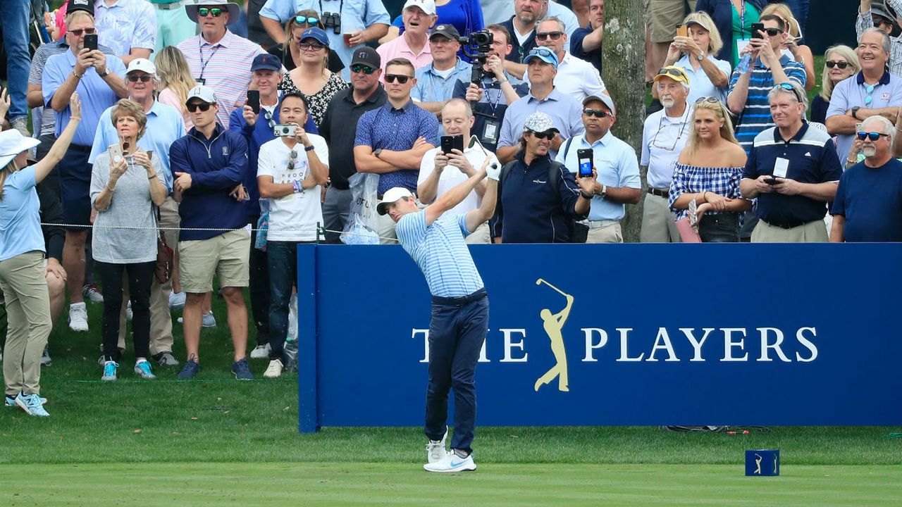 Northern Irish golfer Rory McIlroy plays a practice round ahead of the 2020 Players Championship