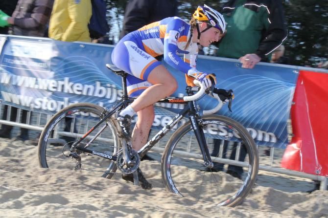 Lucinda Brand in the sandpit